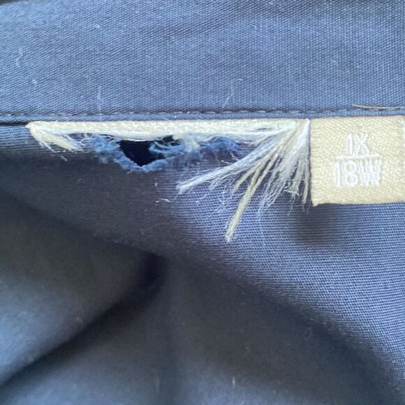 Vintage Buttonup Collared Dress Navy Red Midi Size 1X/ 18W - Picture 5 of 10